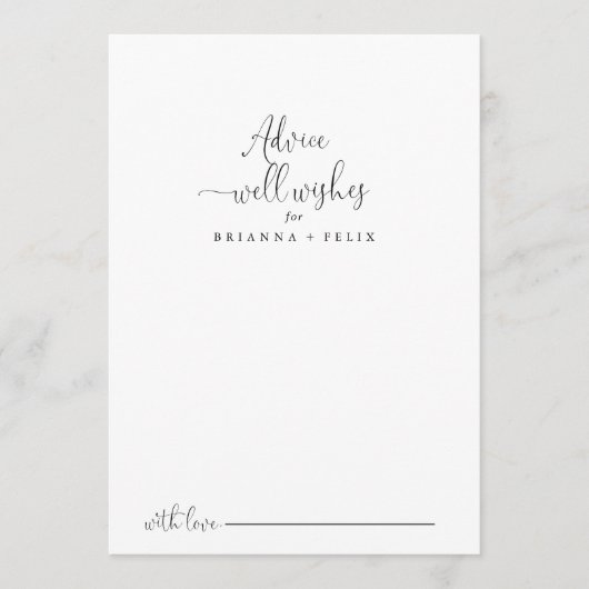 Fancy Script Wedding Well Wishes Advice Kaart (Voorkant)
