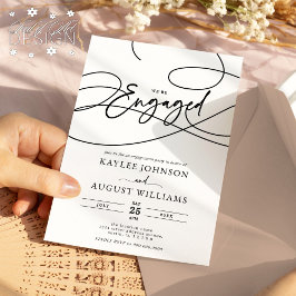 Fancy script We're "Engaged" Engagement Party Kaart