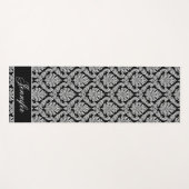 Fancy Script White en Black Damask Yogamat (Voorkant (horizontaal))
