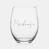 Fancy script wijnglas zonder voet (Voorkant)