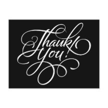 Fancy Script Zwart-wit bedankkaart