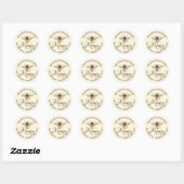Fancy scriptbewerkbare ivory-honinglabel met bijen ronde sticker (Vel)