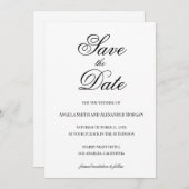 Fancy scriptkalligrafie zwart-wit save the date (Voorkant / Achterkant)