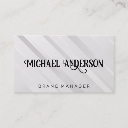 Fancy scriptlettertype | Grijze strepen Visitekaartje (Voorkant)