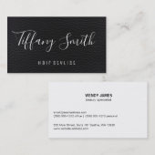 Fancy scriptlettertype | leer | kapper visitekaartje (Voorkant / Achterkant)