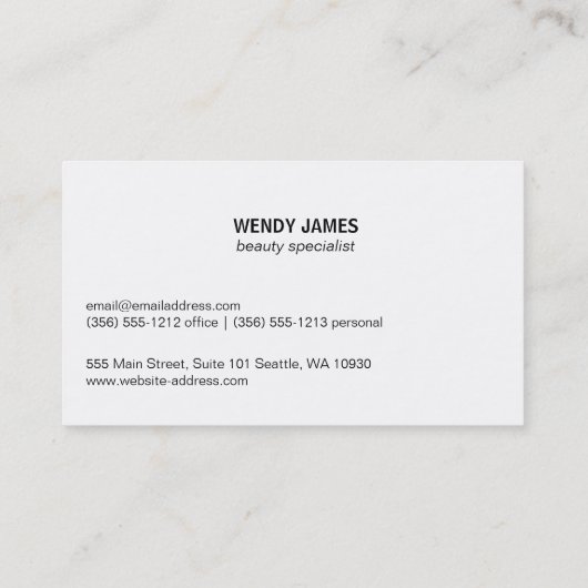 Fancy scriptlettertype | leer | kapper visitekaartje (Achterkant)