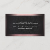 Fancy scriptlettertype | leer | metalen rand visitekaartje (Achterkant)