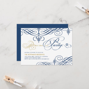 Fancy Scrolls eten Drink & party Hanukkah Holiday Kaart