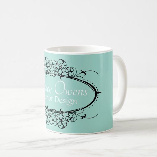 Fancy Scrollwork Frame Persoonlijk Koffiemok (Voorkant rechts)
