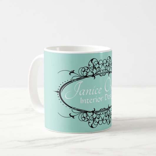 Fancy Scrollwork Frame Persoonlijk Koffiemok (Voorkant links)