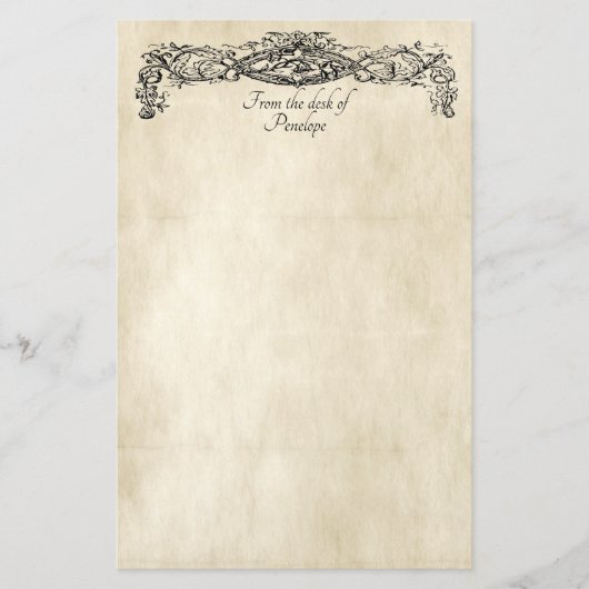 Fancy Scrollwork Old Parchment with Your Name  Briefpapier (Voorkant)