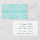 Fancy Scrollwork Wit op Blauw Visitekaartje (Voorkant / Achterkant)