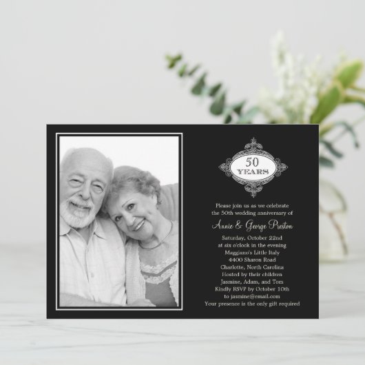 Fancy Seal jubileum foto uitnodiging (Staand voorkant)