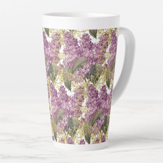 Fancy Seringpaarse Bloem Latte Mok (Rechterhoek)