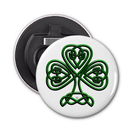 Fancy Shamrock Button Flesopener (Voorkant)
