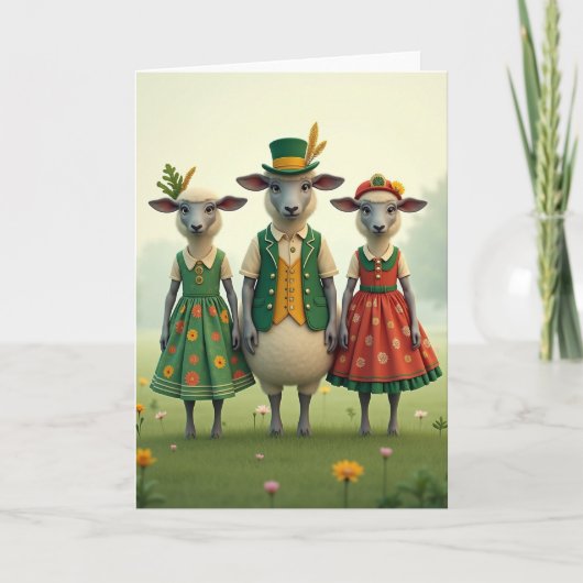 Fancy Sheep Meadow Folk Card Kaart (Voorkant)