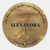 Fancy Shiny Goud Metallic Retouradreslabel Ronde Sticker (Voorkant)