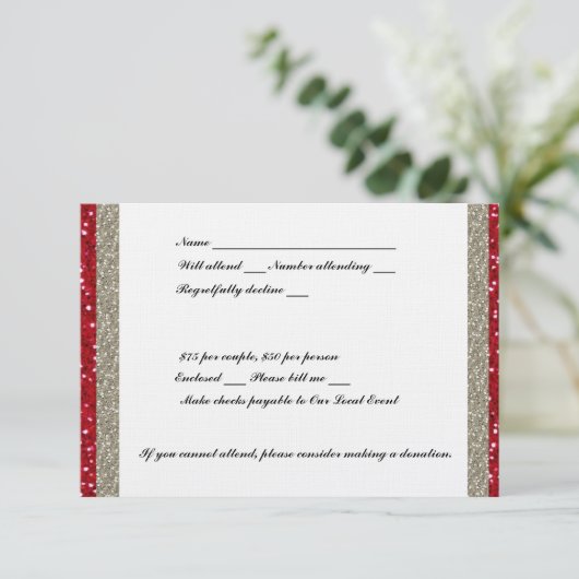 Fancy Silver- en Red Event RSVP (Staand voorkant)