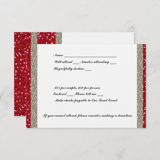 Fancy Silver- en Red Event RSVP (Voorkant / Achterkant)