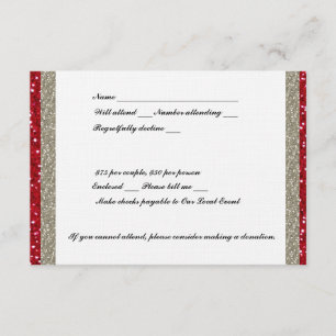 Fancy Silver- en Red Event RSVP Kaartje