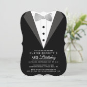 Fancy Silver Foil Tuxedo 18th Birthday Kaart (Staand voorkant)