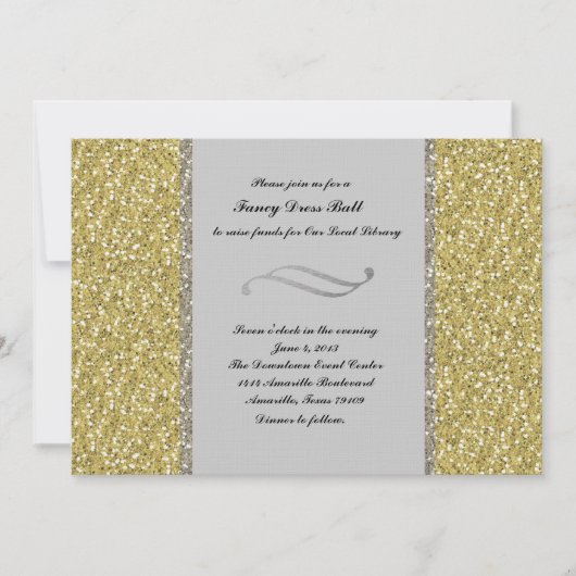 Fancy Silver Gold Glitter Event Invitation Kaart (Voorkant)
