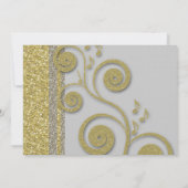 Fancy Silver Gold Glitter Event Invitation Kaart (Achterkant)