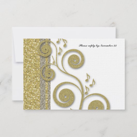 Fancy Silver Gold Glitter look Event RSVP (Achterkant)