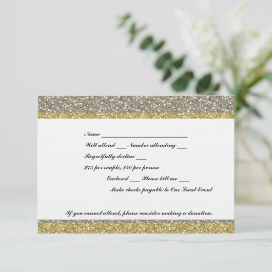 Fancy Silver Gold Glitter look Event RSVP (Staand voorkant)