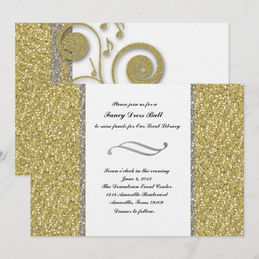 Fancy Silver Gold Glitter-noodoproep Kaart (Voorkant / Achterkant)