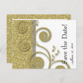 Fancy Silver Gold Save the Date Aankondigingskaart (Voorkant / Achterkant)