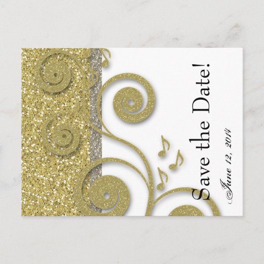Fancy Silver Gold Save the Date Aankondigingskaart (Voorkant)