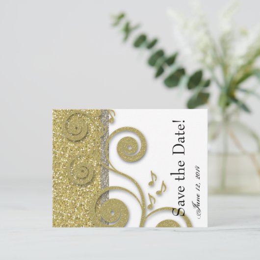 Fancy Silver Gold Save the Date Aankondigingskaart (Staand voorkant)