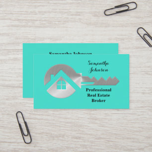 Fancy Silver Key Real Estate Broker Visitekaartje