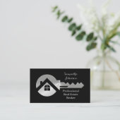Fancy Silver Key Real Estate Broker Visitekaartje (Staand voorkant)