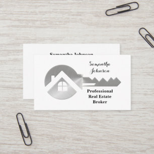 Fancy Silver Key Real Estate Broker Visitekaartje