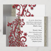 Fancy Silver Red Winter Weddenschap Kaart (Voorkant / Achterkant)