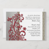 Fancy Silver Red Winter Weddenschap Kaart (Voorkant)