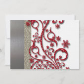 Fancy Silver Red Winter Weddenschap Kaart (Achterkant)