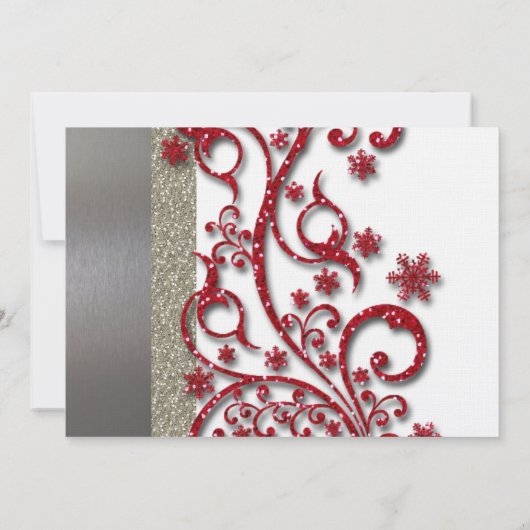 Fancy Silver Red Winter Weddenschap Kaart (Achterkant)