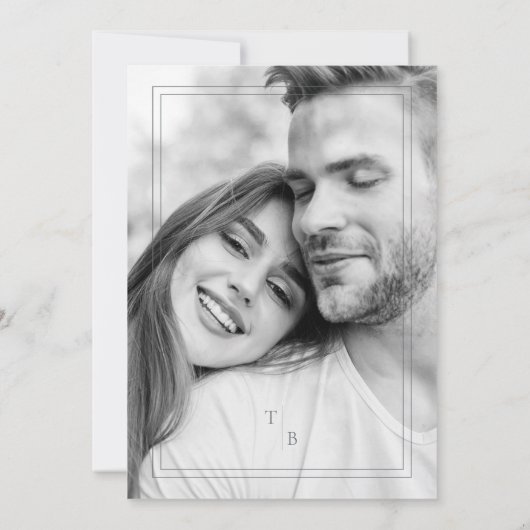 Fancy Simple Chic Initials Modern Photo Couple Save The Date (Achterkant)