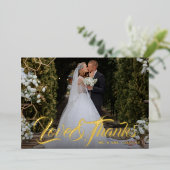 Fancy Sketch Liefde en Dank Je Script Foto Folie Uitnodiging (Staand Voorkant)