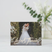 Fancy Sketch Liefde en Dank U Script Foto Aankondigingskaart (Staand voorkant)
