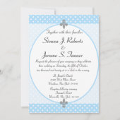Fancy Sky Blue Polka Dots Weddenschap Kaart (Voorkant)