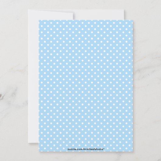 Fancy Sky Blue Polka Dots Weddenschap Kaart (Achterkant)