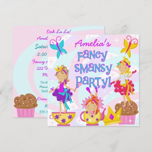 Fancy Smansy Birthday Party-uitnodigingen Kaart (Voorkant / Achterkant)