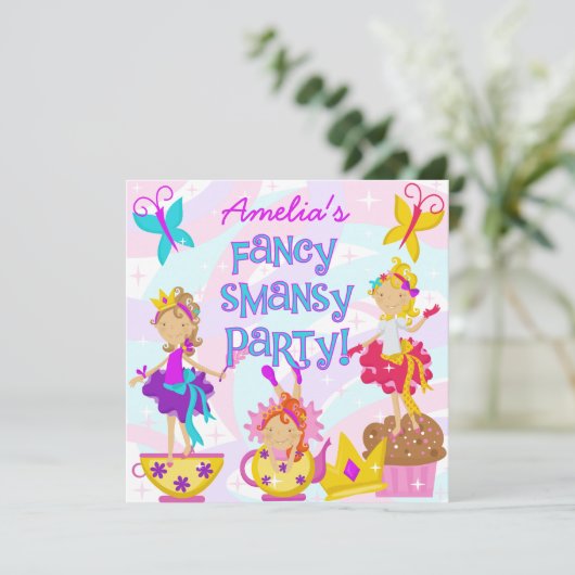 Fancy Smansy Birthday Party-uitnodigingen Kaart (Staand voorkant)