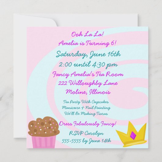 Fancy Smansy Birthday Party-uitnodigingen Kaart (Achterkant)