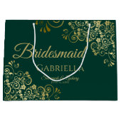 Fancy Smaragd Groen & Goud Elegant Bruidsmeisje Groot Cadeauzakje (Voorkant)