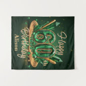 Fancy Smaragdgroene Gouden Edelsteen 60e Verjaarda Wandkleed (Voorkant (horizontaal))